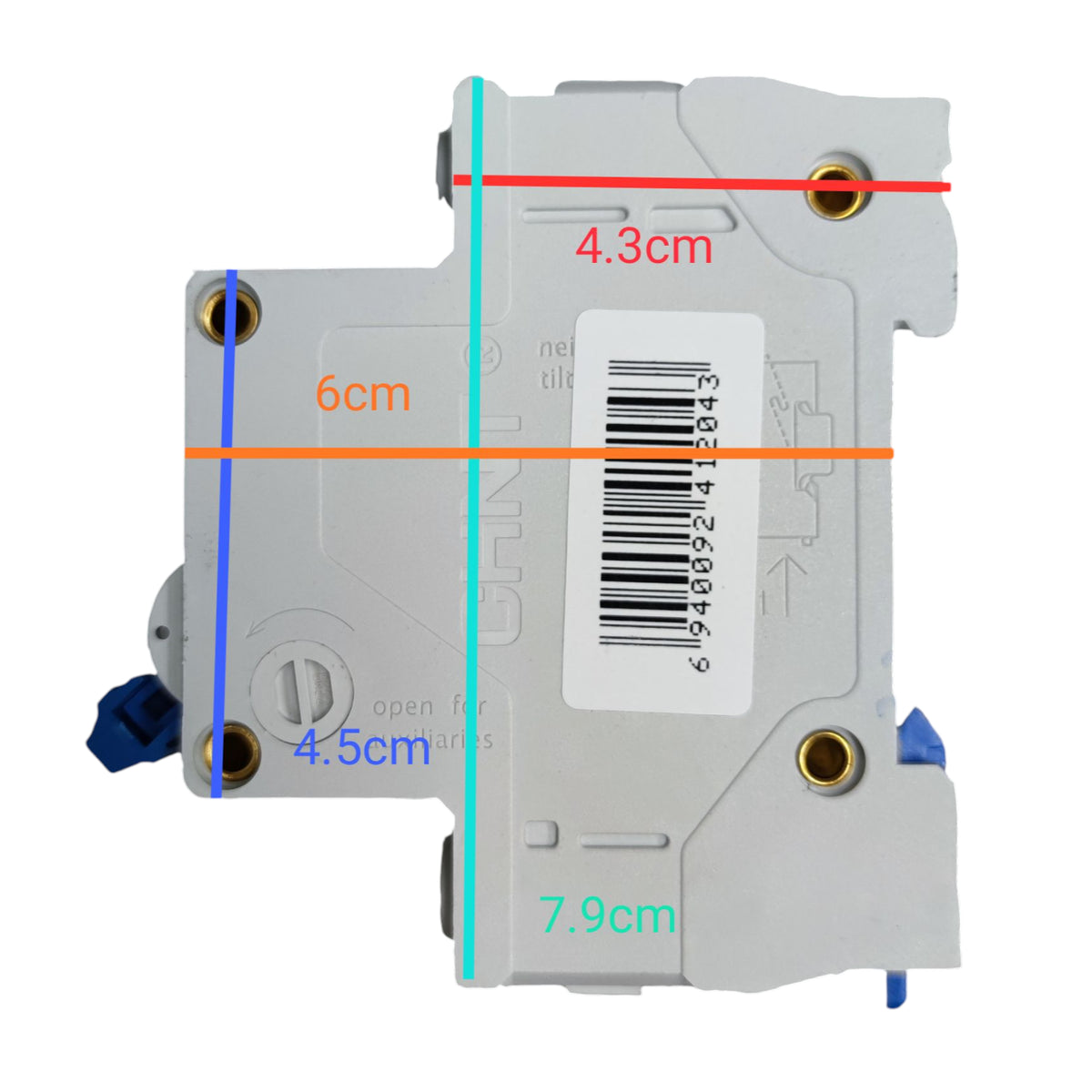 32A DC Miniature Circuit Breaker from EMTS with compact design and clear labeling for easy identification