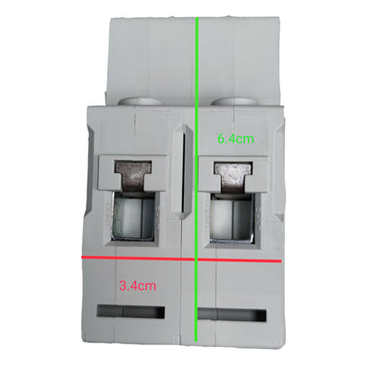 32A DC Miniature Circuit Breaker with clear design and precise dimensions for electrical installations