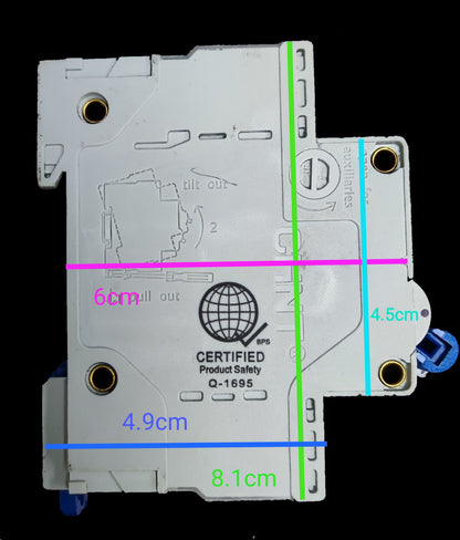 Chint 63A 2 pole circuit breaker white modular DIN rail mount showing certification label and terminals