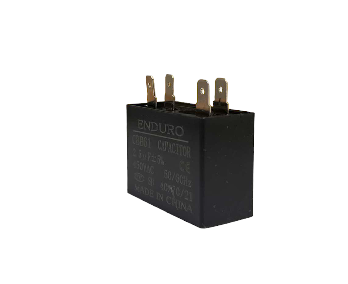 Fan capacitor 450V square with four terminals, ideal for electrical circuitry applications