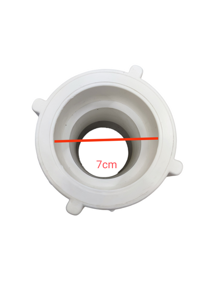White ERA PPR Male Thread Adapter 75mm for Pipes and Hoses Accessories showing top view with 7cm measurement