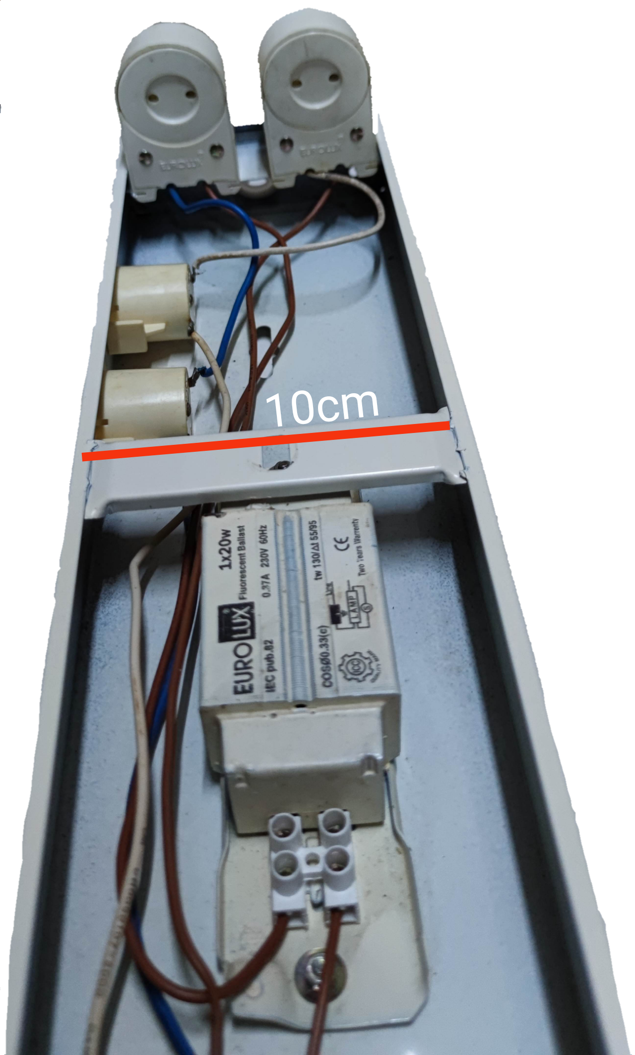 Eurolux 2x20W Fluorescent Fixture Box type lighting installation accessory with wiring and sockets