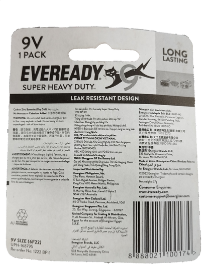 Eveready 9V battery pack featuring a leak-resistant design for long-lasting power online