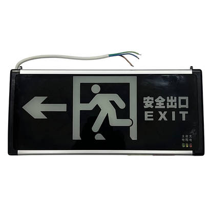 Exit Sign Double Face Running Man with left arrow in black and white safety light