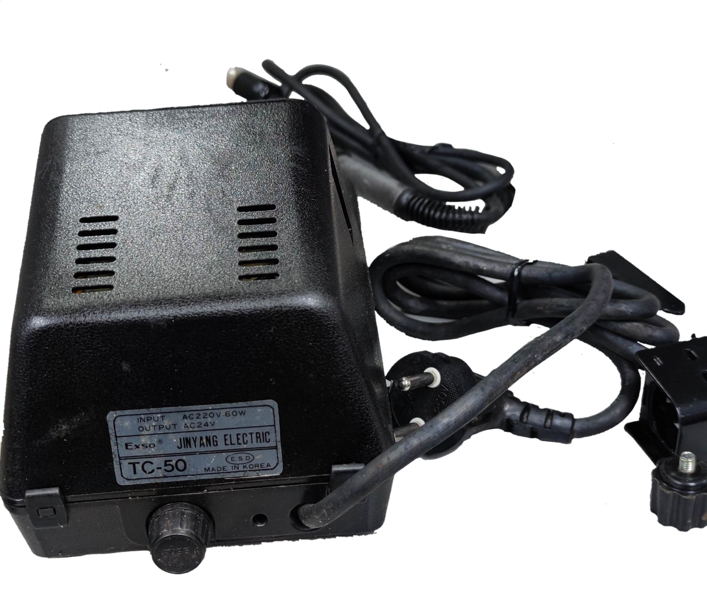 Exso Soldering Station 60W 220V with black plastic casing and attached power cords