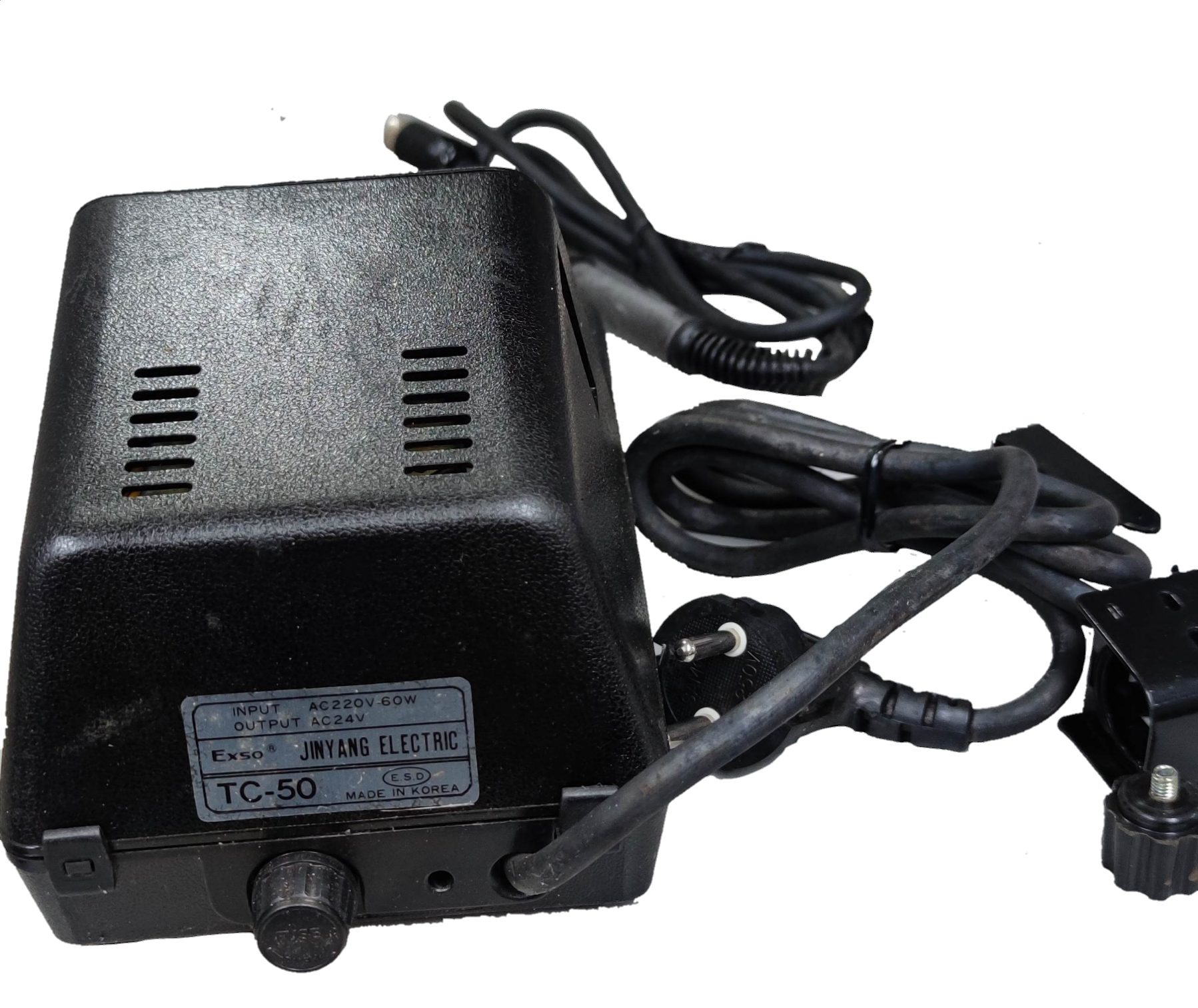 Exso Soldering Station 60W 220V with black plastic casing and attached power cords
