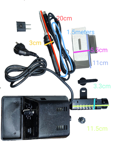 Exso Soldering Station 60W 220V with soldering iron, power cord, and accessories on a black background