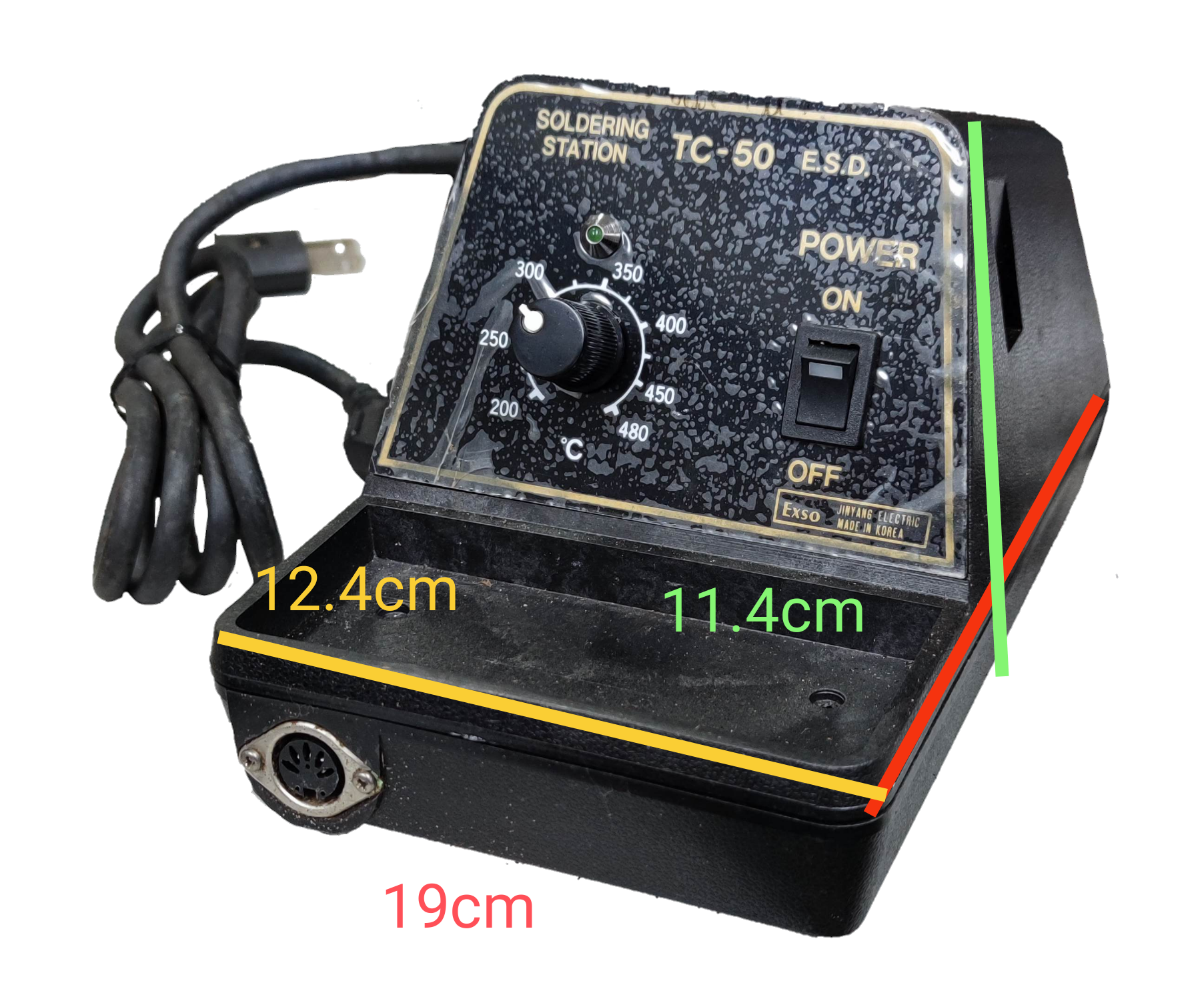 Exso Soldering Station 60W 220V adjustable temperature control with power switch and attached power cord