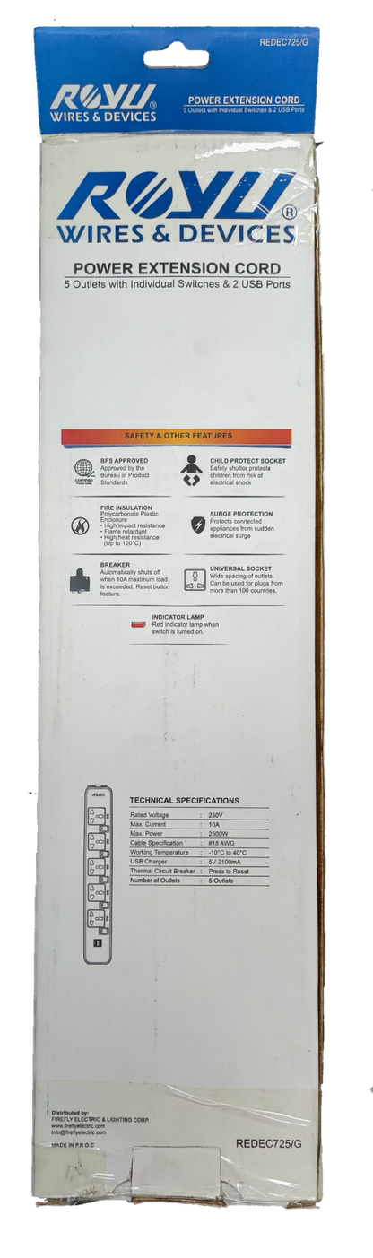 Electx Electrical Supply extension cord with usb ports in white packaging with product details
