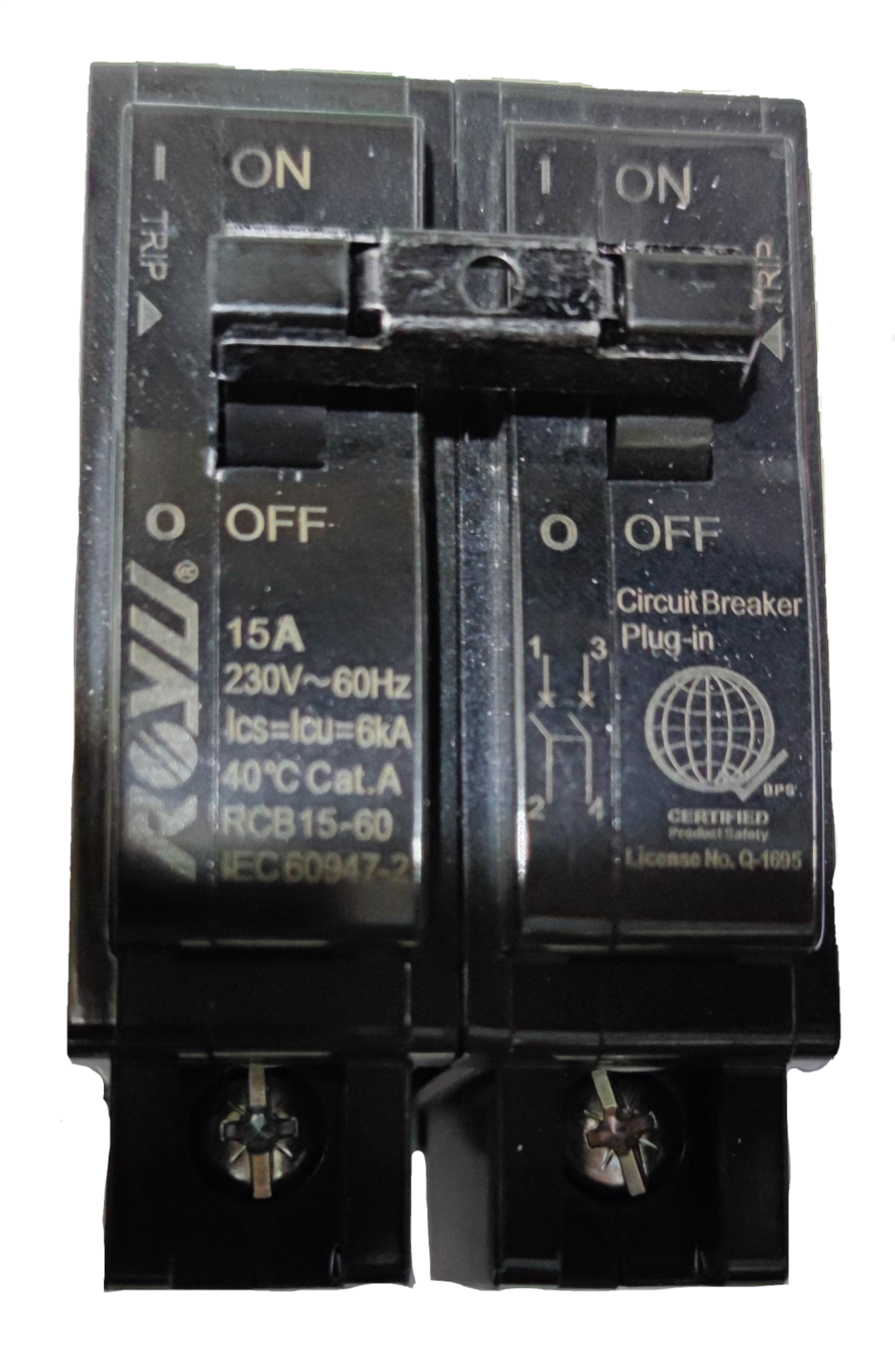 Royu 15A Circuit Breaker 2pole Plug In 6 KAIC 220V