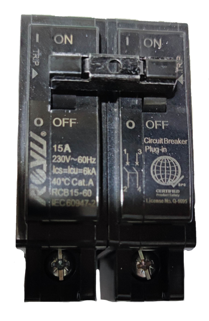 Royu 15A Circuit Breaker 2pole Plug In 6 KAIC 220V