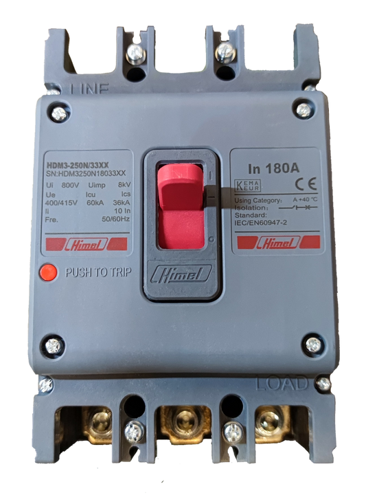 Himel 180A 3 Pole Molded Case Circuit Breaker, 180A Industrial Circuit Breaker 3 Pole 36Kaic 250V, Circuit Breakers