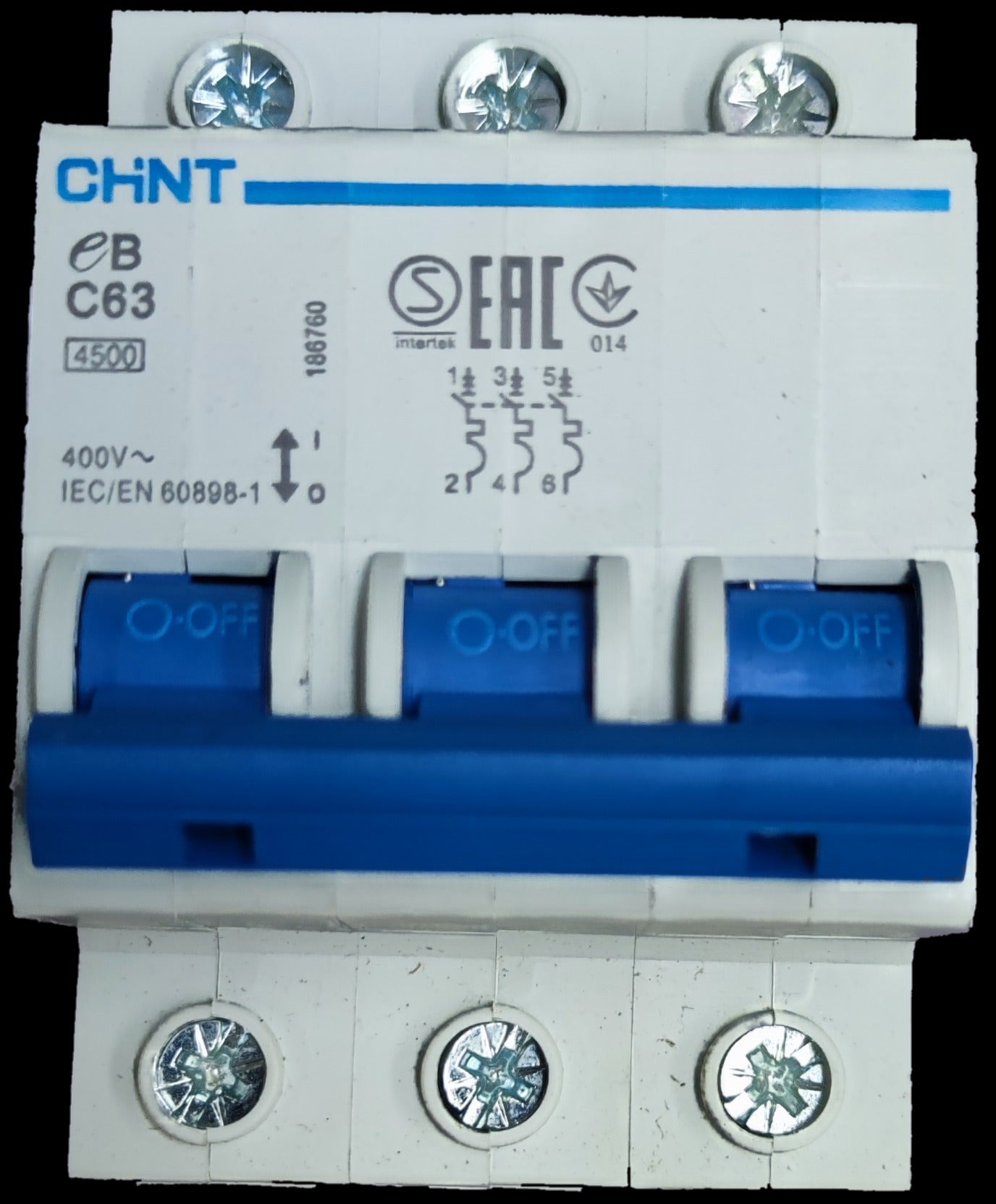 Chint 63A 3Pole Miniature Circuit Breaker 4.5 KAIC 220V (DIN Rail Type) (MCB) Circuit Breakers