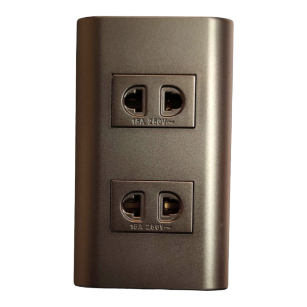 Royu 2 Gang Universal Outlet 15A 220V With Plate Cover Dark Wood Plano Series MDS113/DW