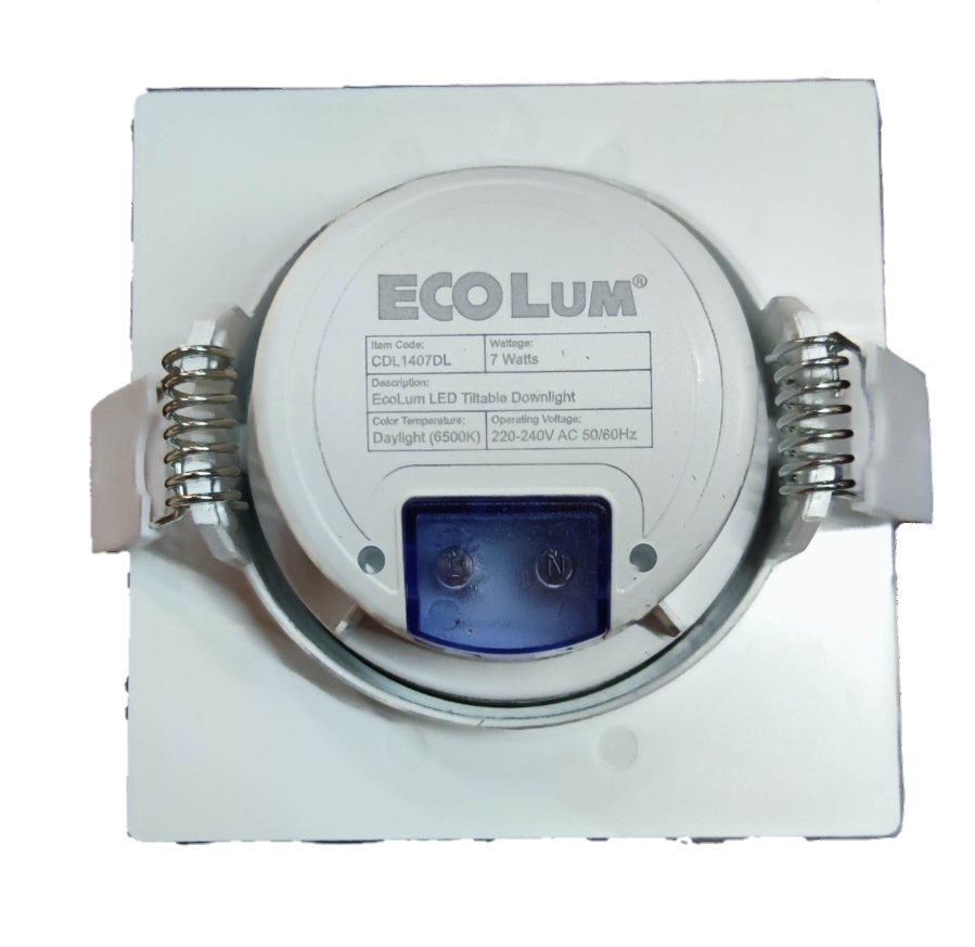 Ecolum 7W LED Tiltable Recessed Downlight Daylight 6500K 220V 3.5 Inches Tiltable Recessed