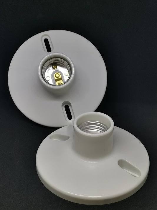 Omni E27 Ceiling Receptacle 4 1/4" x 4 1/4"  6A 250V, 4x4 Receptacle, E27 Lamp Socket, E27 Socket E27-040