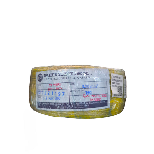 Philflex TF Wire AWG 22 Stranded 0.30mm (Hook Up Wire/ Thermoplastic Fixture Wire) Yellow