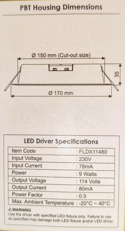 Firefly LED Downlight Pro Series IP44 Rating Water Resistant 220VAC 9W FDL2509WW