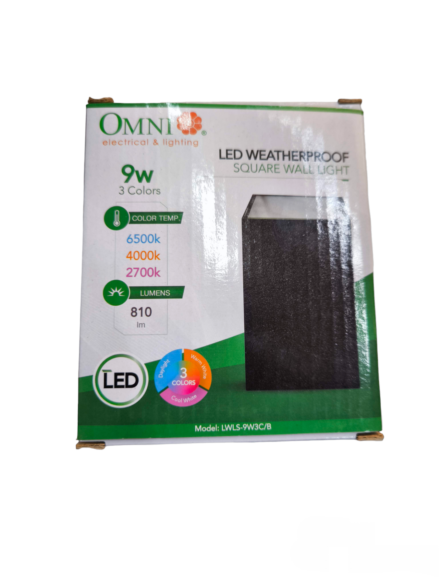Omni LED Square Wall Light 220V Cool White 4000K LWLS-9W3C/B