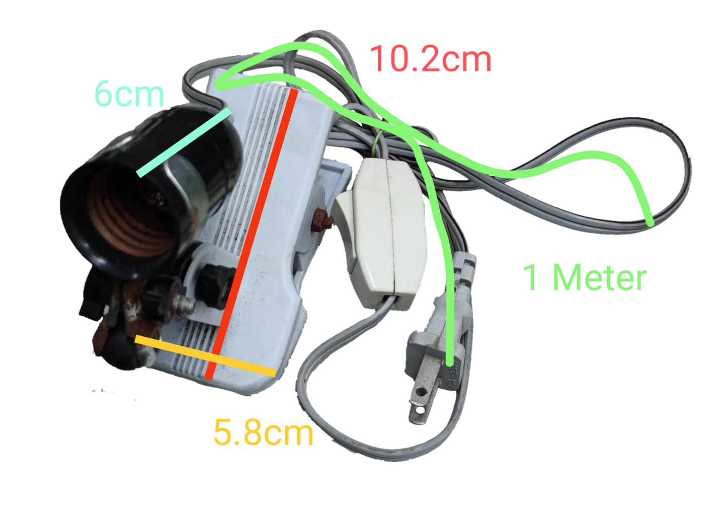 E27 Socket with 1 Meter Wire and Clip Holder with Switch 5A 220V, Lamp Holder E27 Clamp Type with Hanging Switch