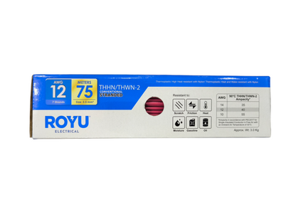 Royu 3.5mm Stranded Wire AWG 12/7 THHN/THWN (75 Meters) White