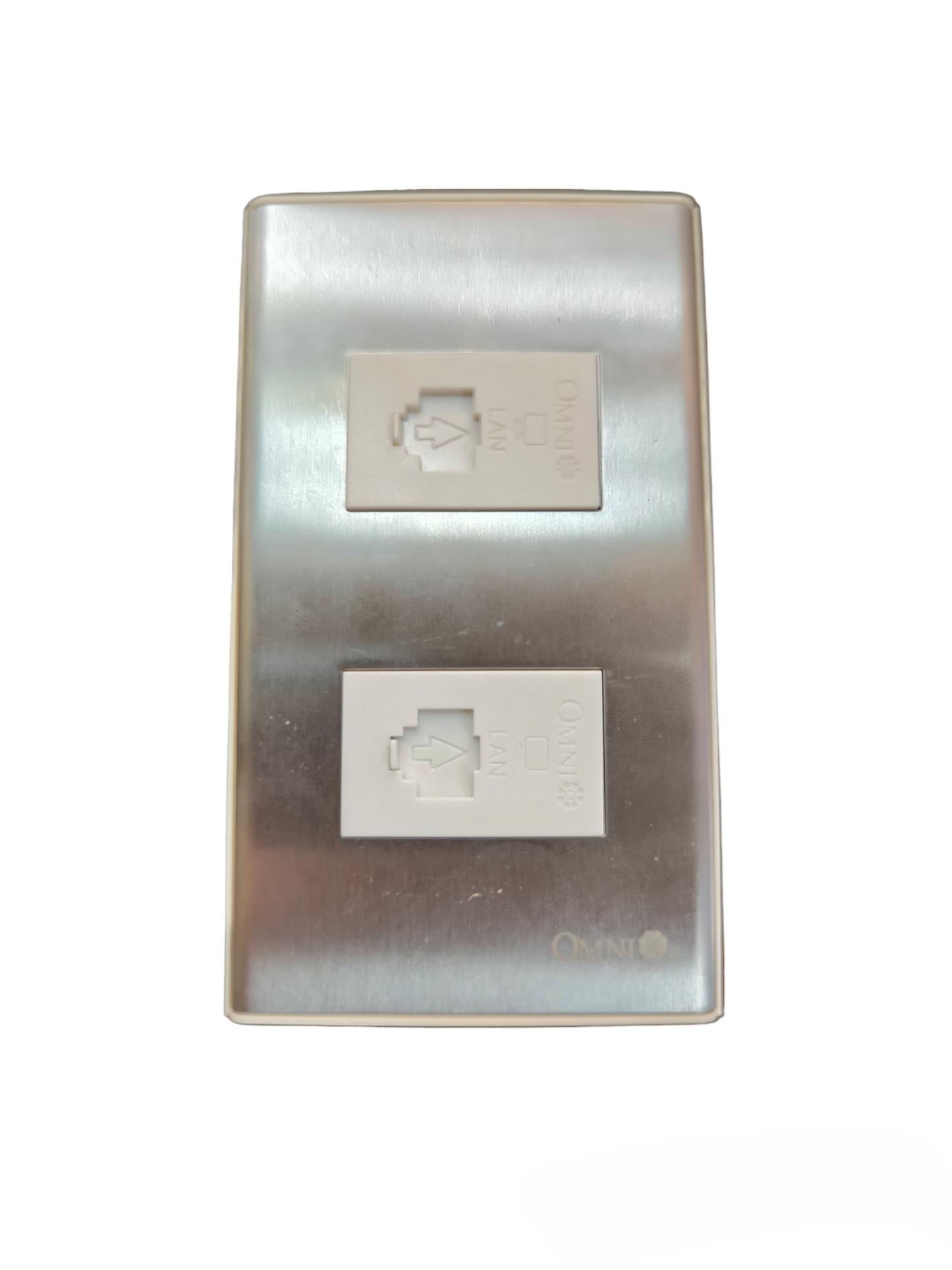 Omni 2 Gang LAN Outlet Wide Series with Stainless Plate Cover WWP-112S+(WWC-303x2)