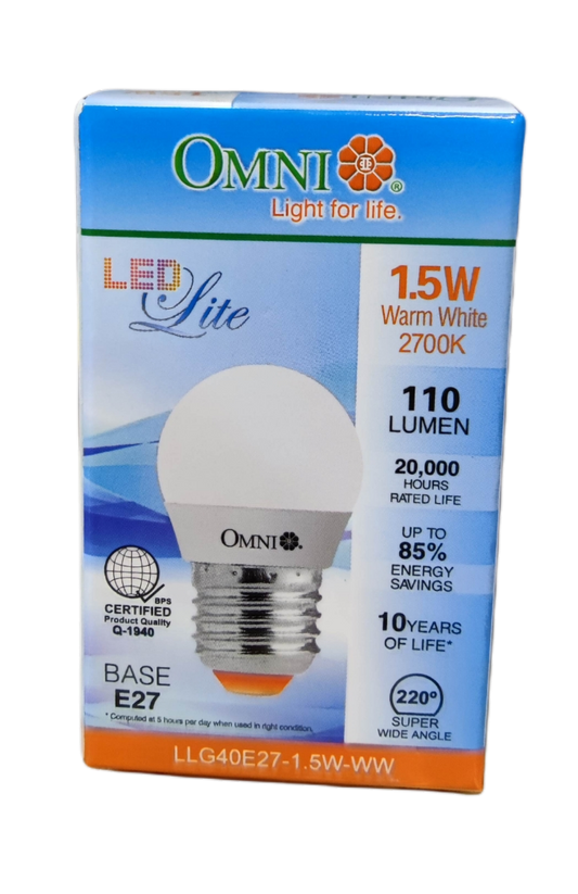 Omni 1.5W LED Bulb 220V Available in Warm White or Daylight E27