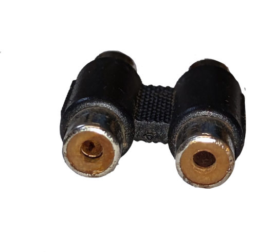 Female RCA to female RCA connector for audio and video equipment connectivity