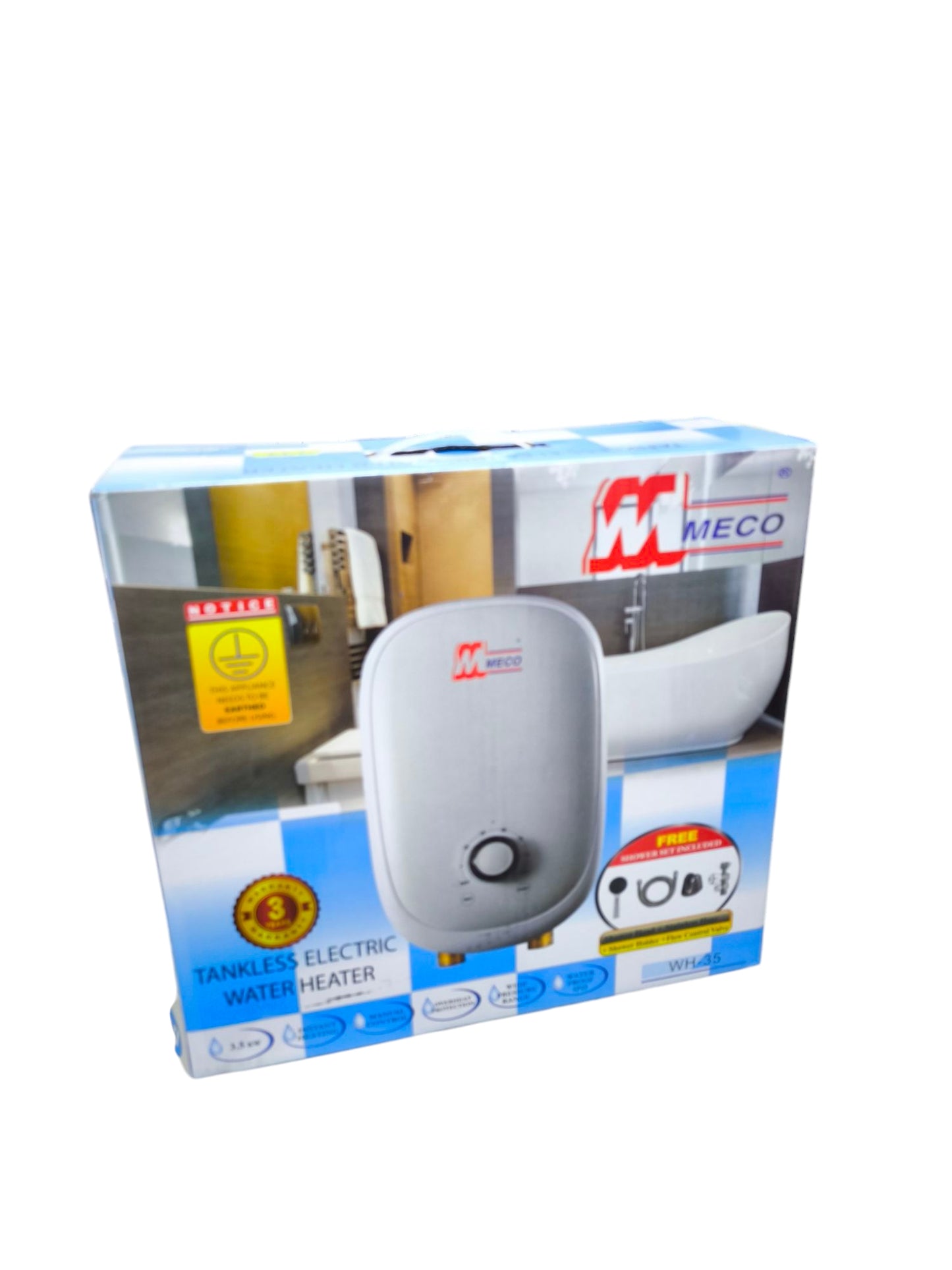 Meco Tankless Water Heater 3.5KW 220V ( Please fit Water Fittings before Electrical)