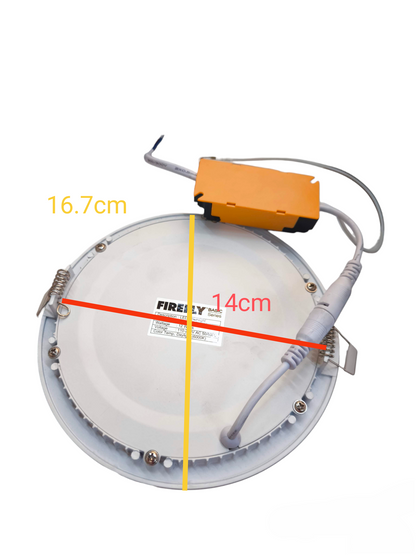 Firefly 12W LED Downlight 220V Daylight ceiling light with wiring and measurements shown