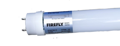 Firefly 18W LED fluorescent tube from the Basic Series with white casing and metal pins