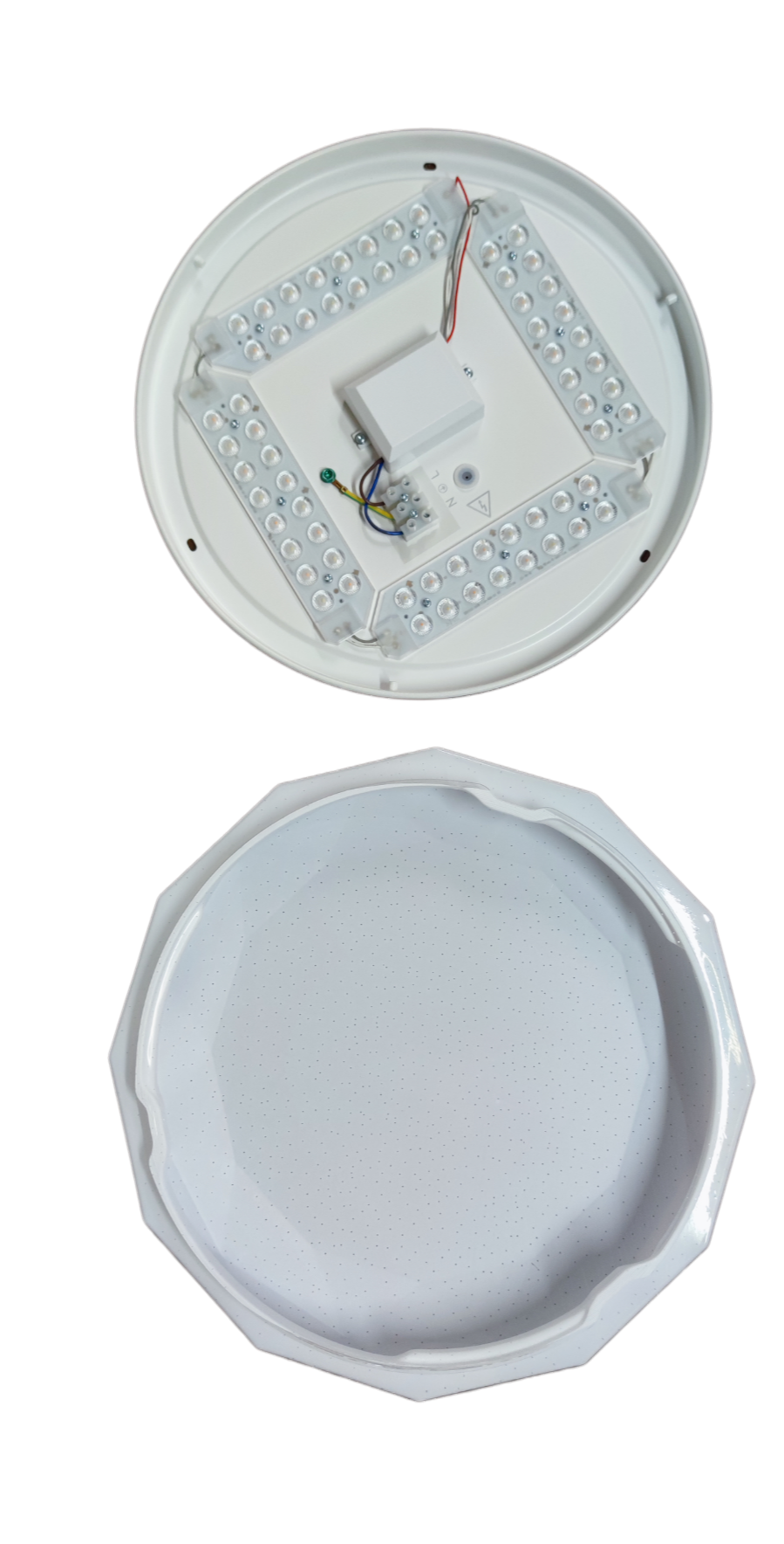 Firefly 24W LED ceiling light 220V showing internal LED panel and white diffuser cover