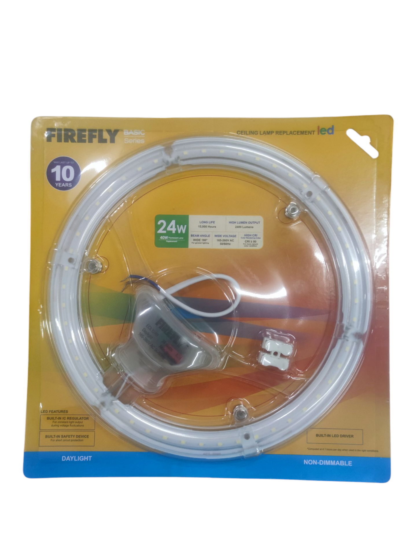 Firefly 24W LED ceiling light bulb circular LED strip with connector in sealed packaging
