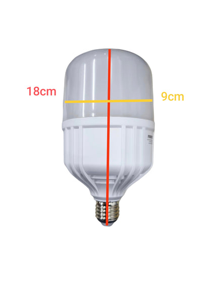 Firefly 28W LED capsule bulb E27 with white casing and screw base measuring 18cm by 9cm