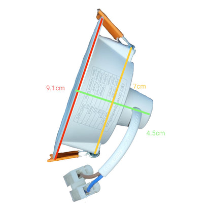 Technical diagram of a ceiling light fixture with dimensions labeled on a white background