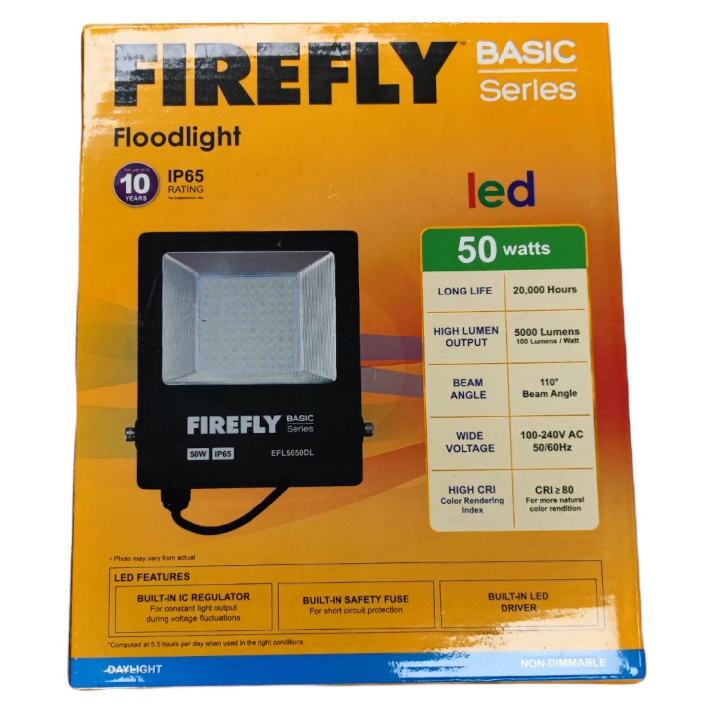 Firefly 50W LED Flood Light 220V Daylight 6500K IP65 EFL5050DL