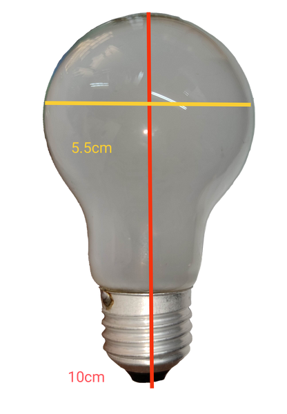 Firefly 50W incandescent lamp E27 with a frosted bulb design and standard base measurements