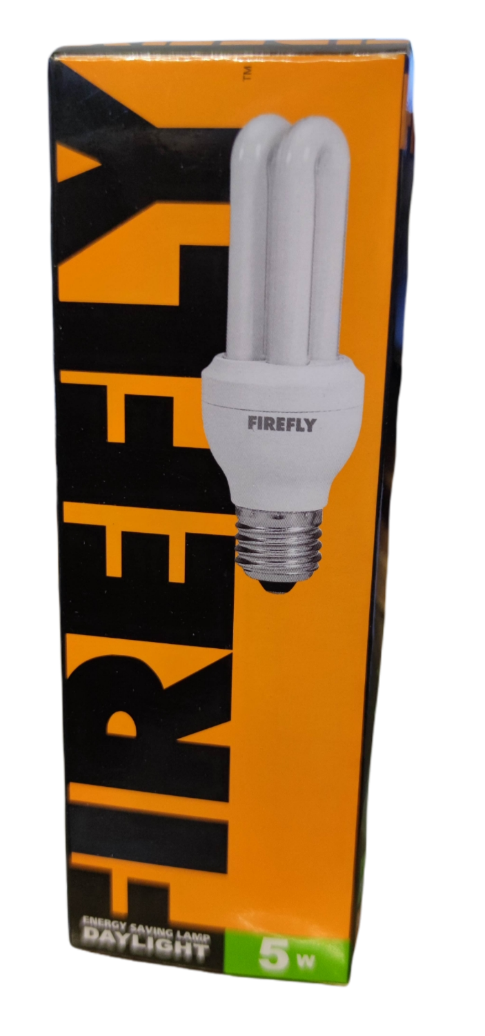 Firefly 5W CFL daylight bulb packaged for energy-efficient lighting solutions
