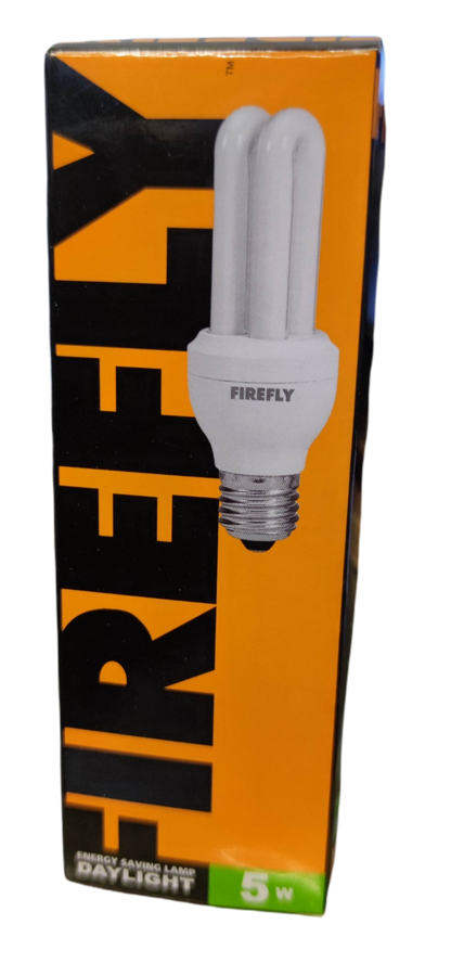 Firefly 5W CFL daylight bulb packaged for energy-efficient lighting solutions