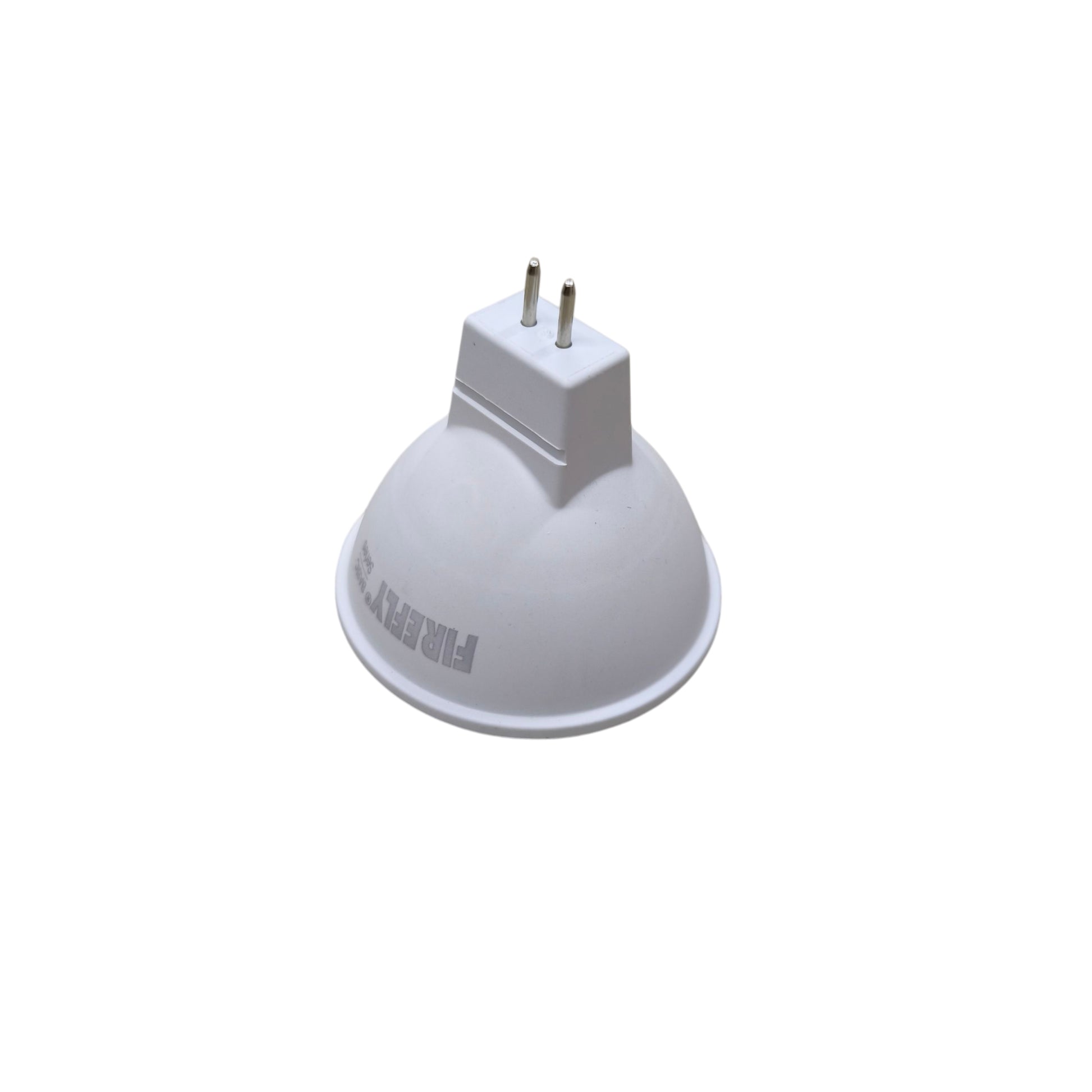 Firefly 5W MR-16 LED Daylight 6500K GU5.3 white reflector bulb with two pin base angled view