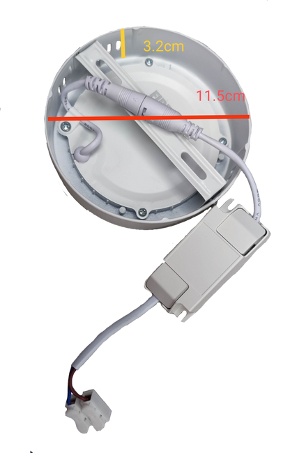 Firefly 6W LED Downlight Surface Type white round ceiling light showing backside driver wiring and mounting bracket