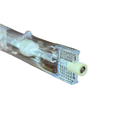 Close-up of Firefly 70W metal halide lamp linear showcasing its clear design and connection end