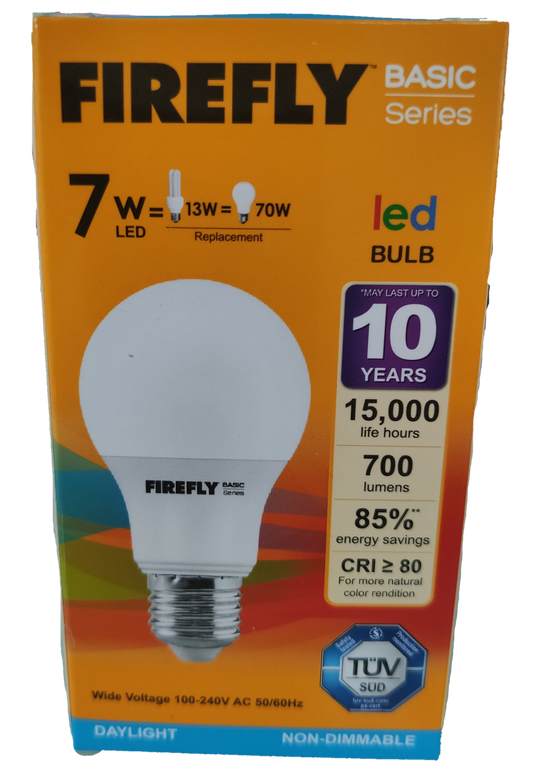 Firefly 7W LED Bulb Lamp E27 220V daylight non-dimmable with 15000 life hours and 700 lumens