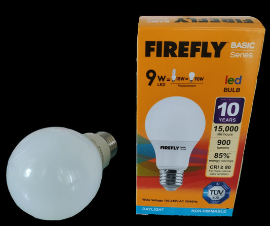 Firefly 9W LED Bulb E27 220V with 900 lumens daylight brightness and energy saving packaging