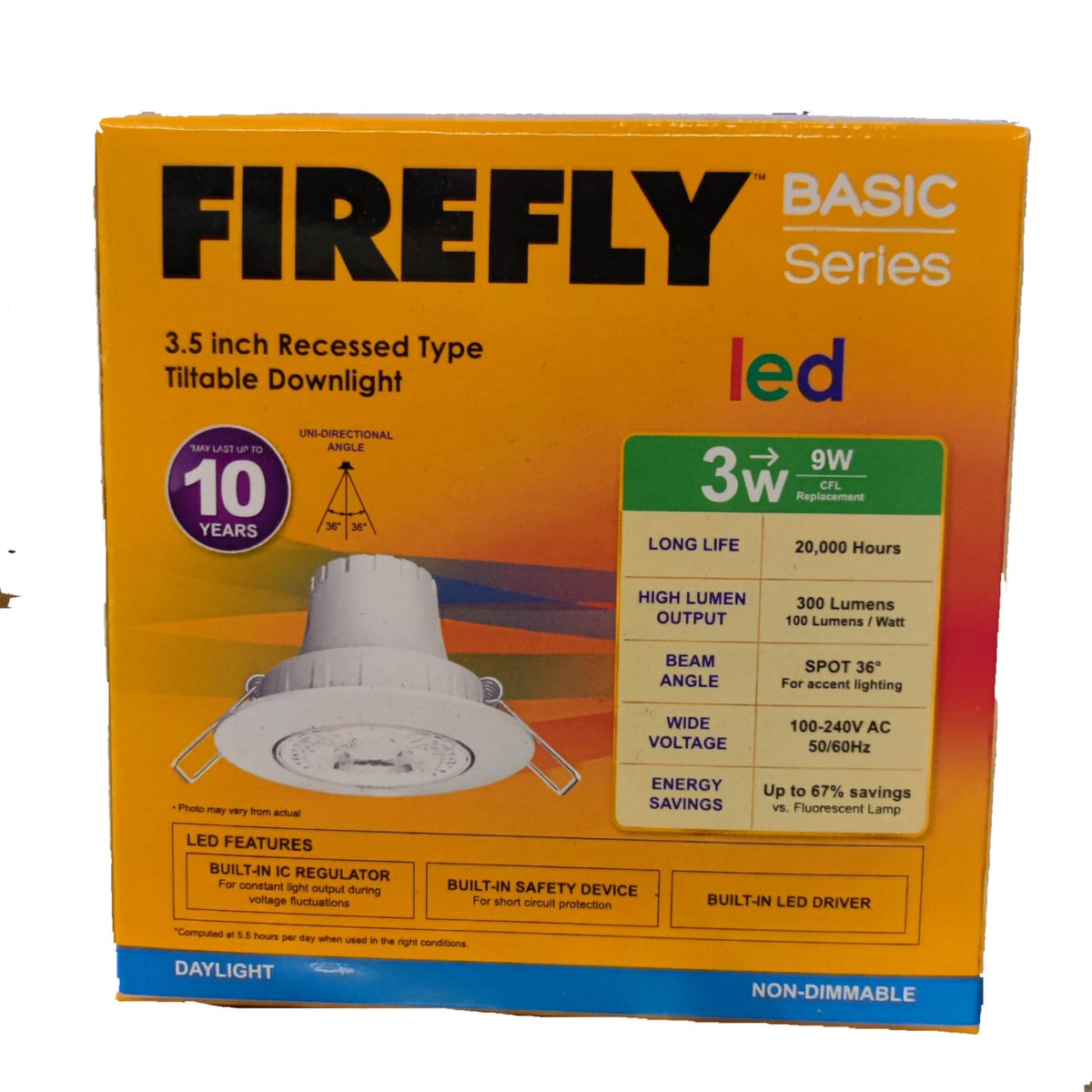 Firefly 3.5 Inches LED Downlight Swivel Type Round 220V Tiltable Available in Daylight and Warm White 3W or 5W EDL2505 EDL2503