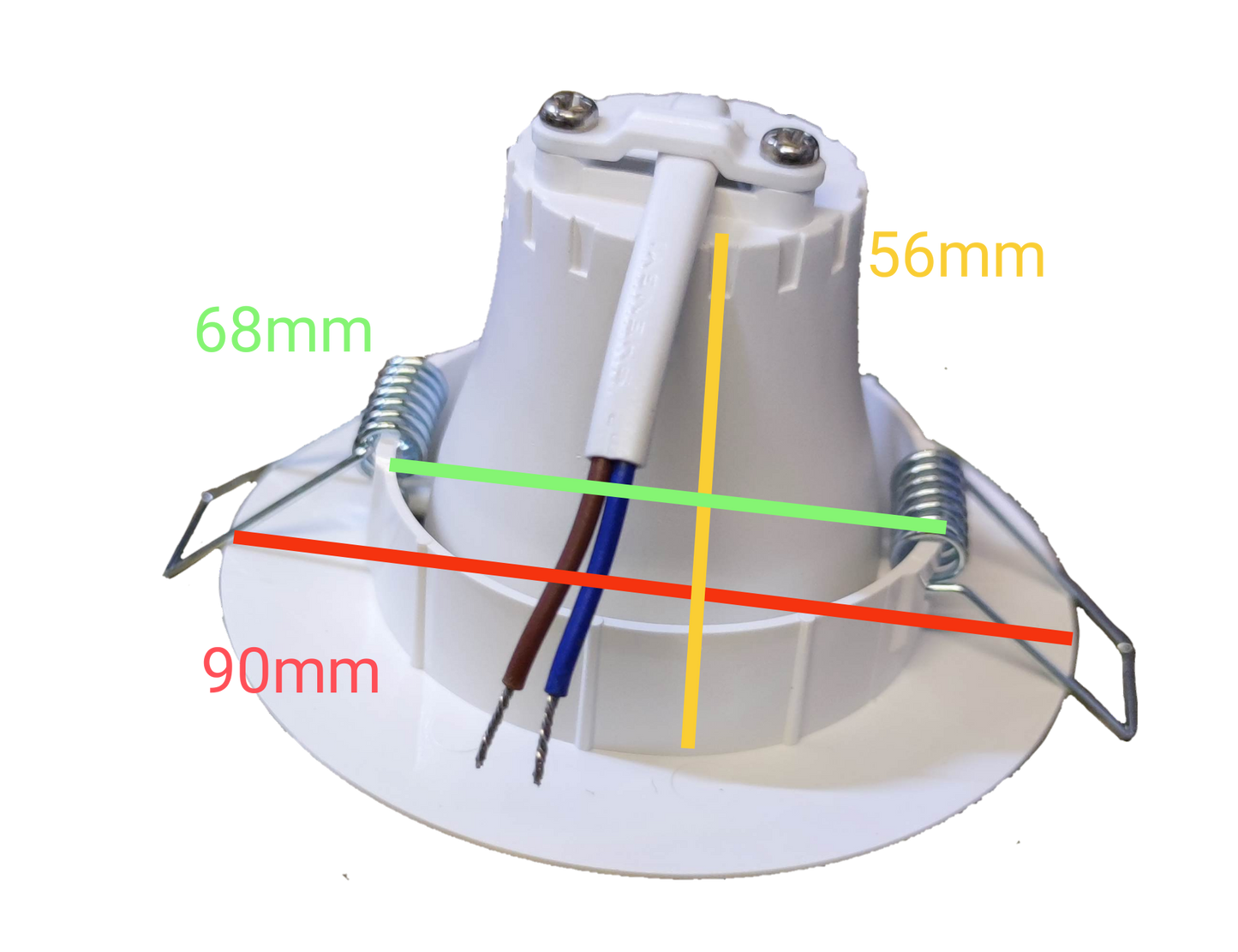 Firefly adjustable LED ceiling light 3W 5W with dimensions labeled for easy installation and setup