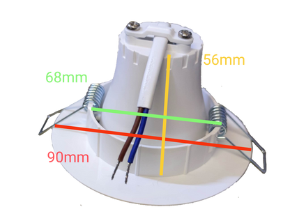 Firefly adjustable LED ceiling light 3W 5W with dimensions labeled for easy installation and setup