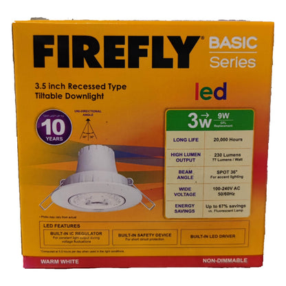 Firefly 3.5 Inches LED Downlight Swivel Type Round 220V Tiltable Available in Daylight and Warm White 3W or 5W EDL2505 EDL2503