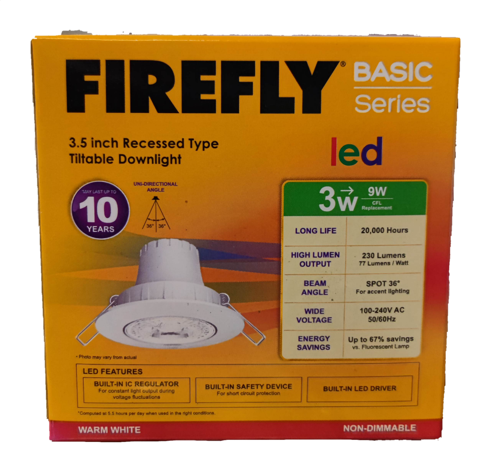 Firefly 3.5 inch recessed adjustable LED ceiling light 3W 5W with tiltable design for versatile lighting