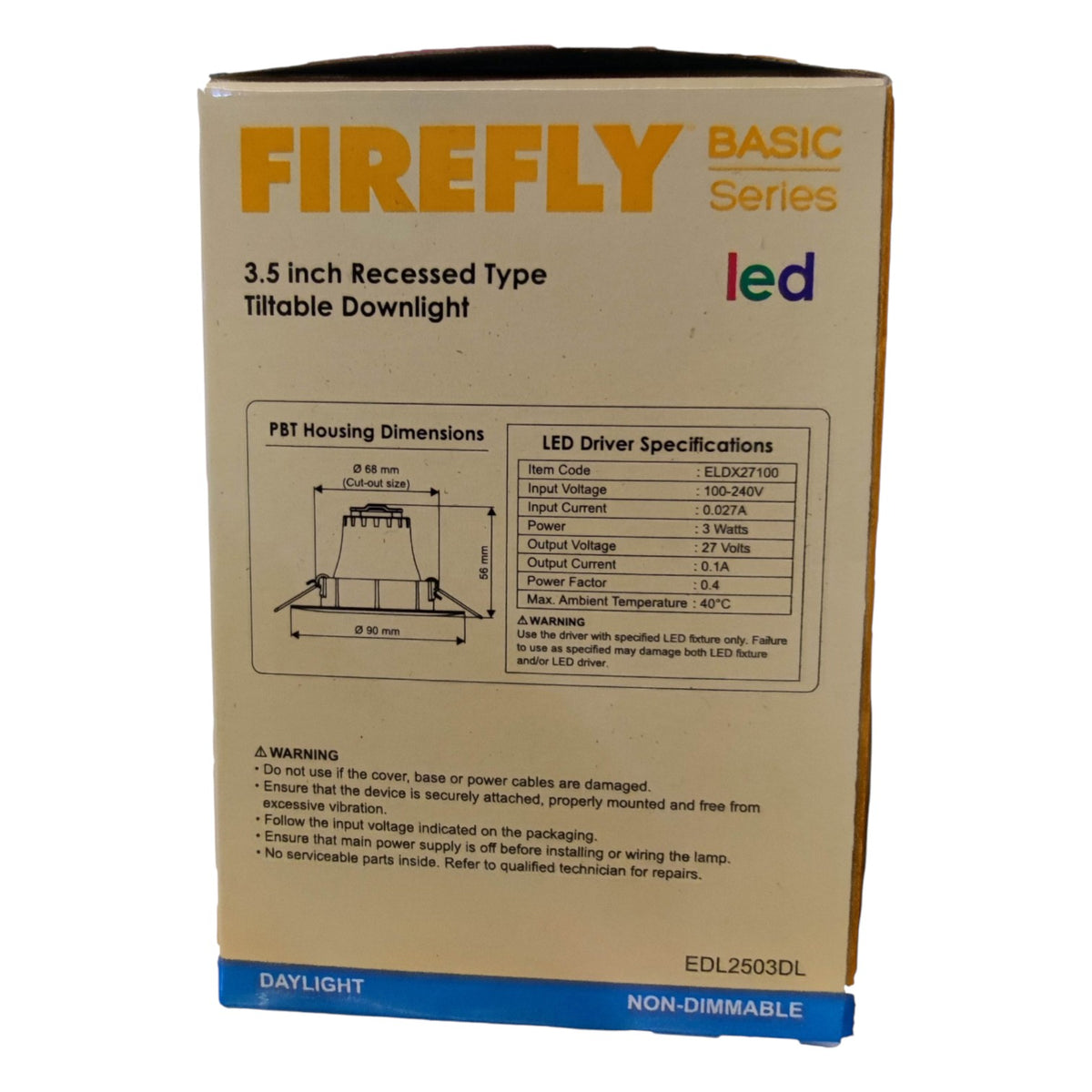 Firefly 3.5 Inches LED Downlight Swivel Type Round 220V Tiltable Available in Daylight and Warm White 3W or 5W EDL2505 EDL2503